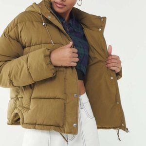 Military Green Hooded Puffer Coat